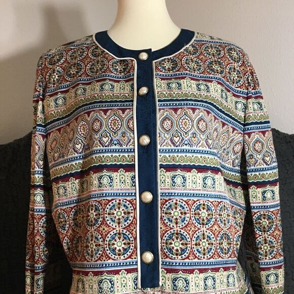 Adriana Papell Boho Pasley Blazer Size Large - Picture 5 of 13